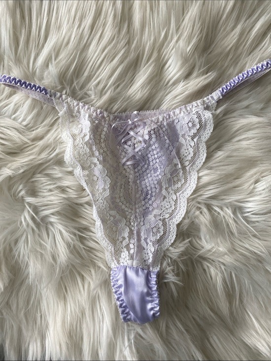 delicates Other - Vintage lace Satin-Trim Thong Panty in Light Lavender - Women Intimates